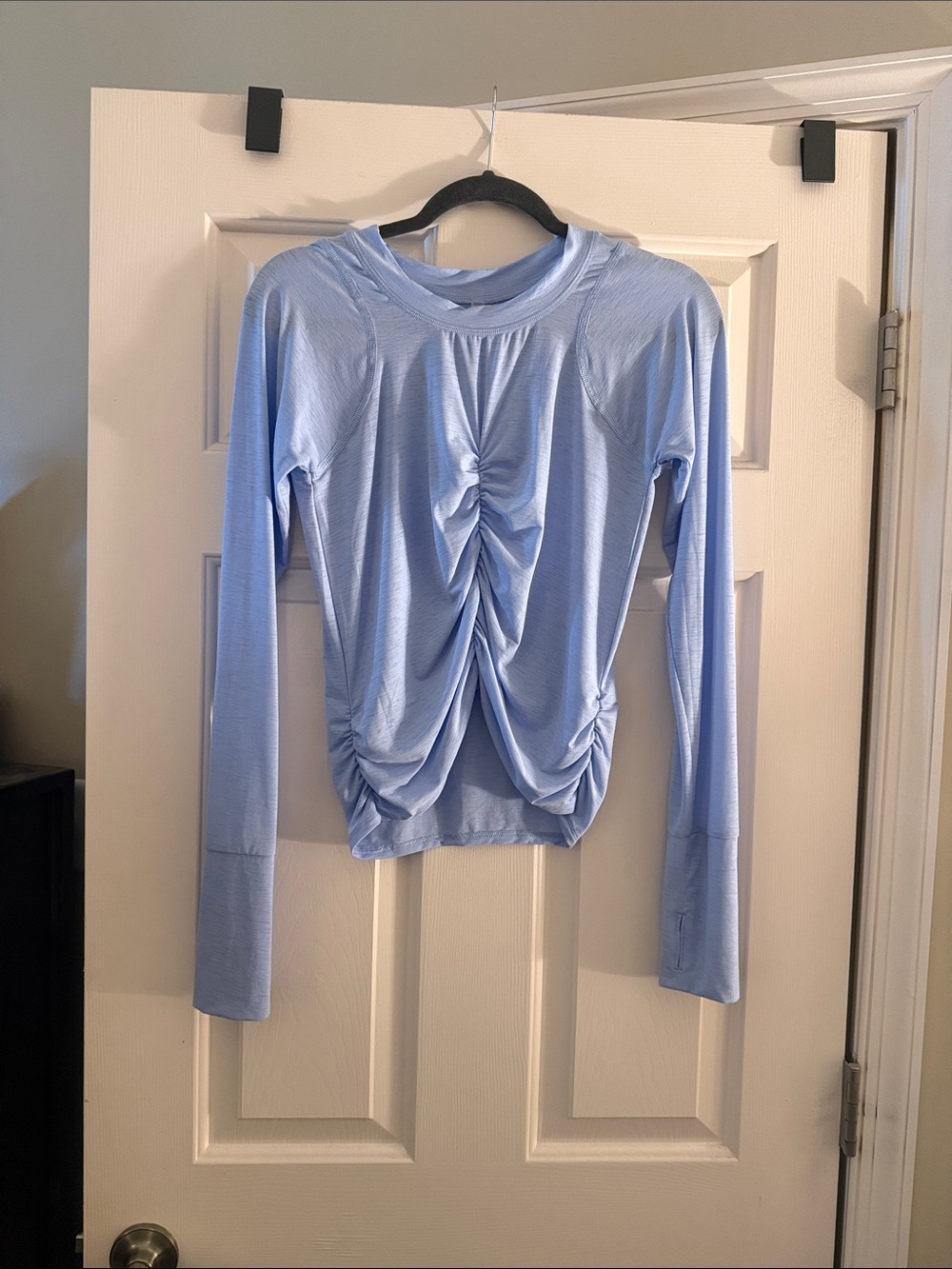 FP Movement Oxford Blue Long-Sleeve Ruched Tempo Top *Sold Out Color*